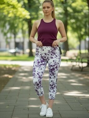 NEW Leg End High-Rise Purple Tie-Dye Capri Leggings